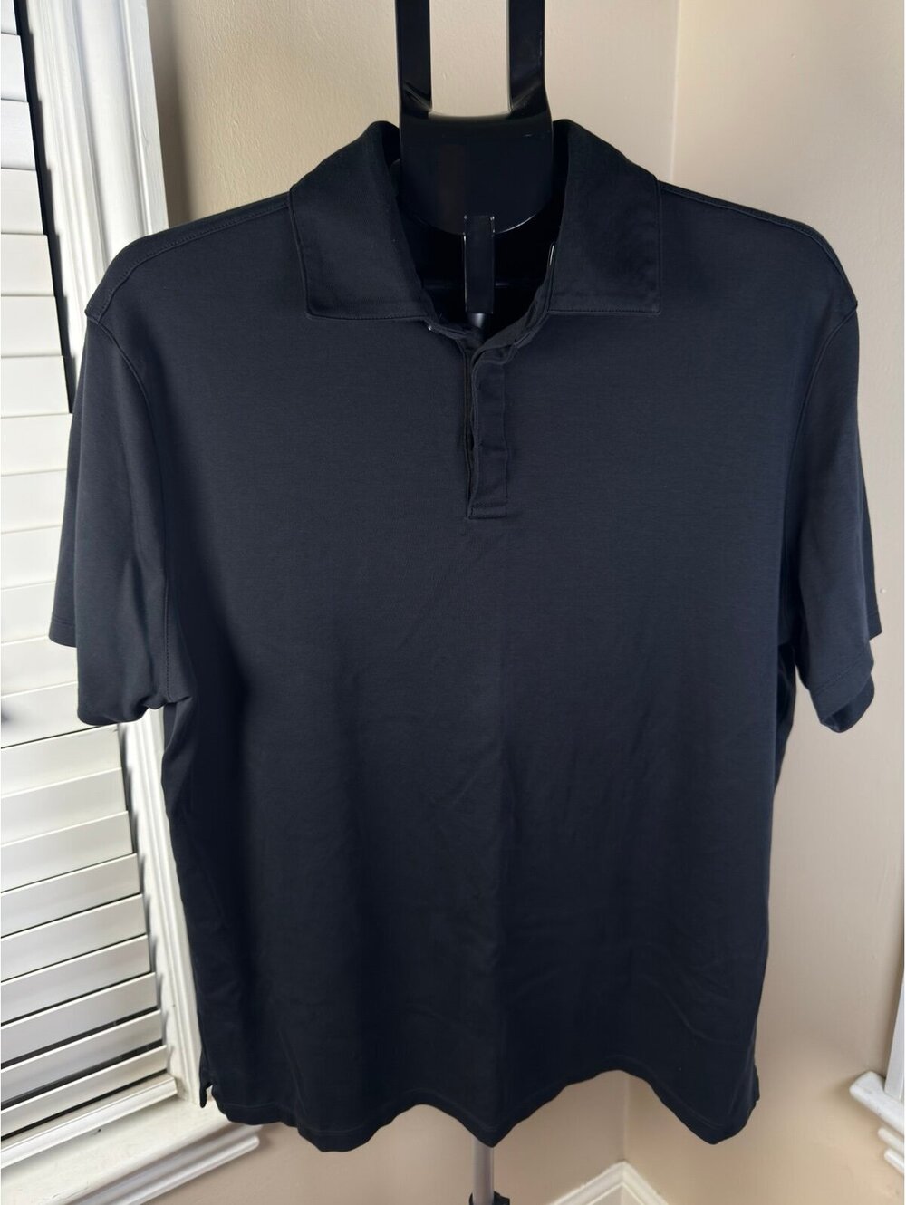 Robert Barakett The Barakett Covered Placket Polo Black Pima Cotton Shirt XL NWO